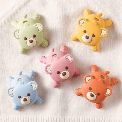 Silicone Cartoon Bear Teether for Babies - Food Grade Sensory Toy