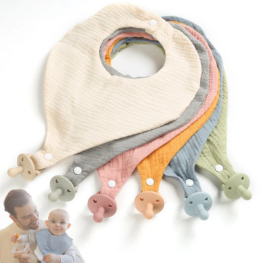 Baby Bibs With Soother Nipple Holder Snap Button Bibs – Perfect for Boys & Girls