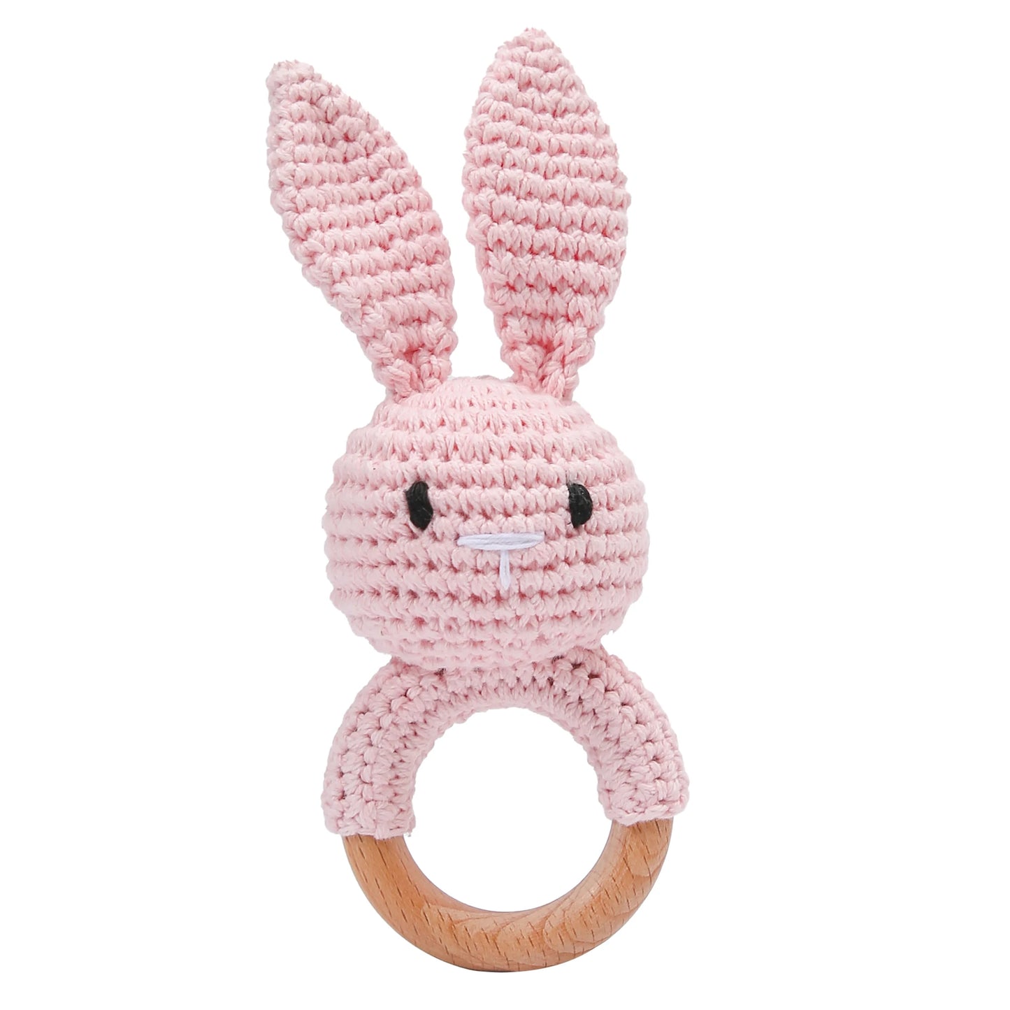 Baby Wooden Crochet Teether with Rattle