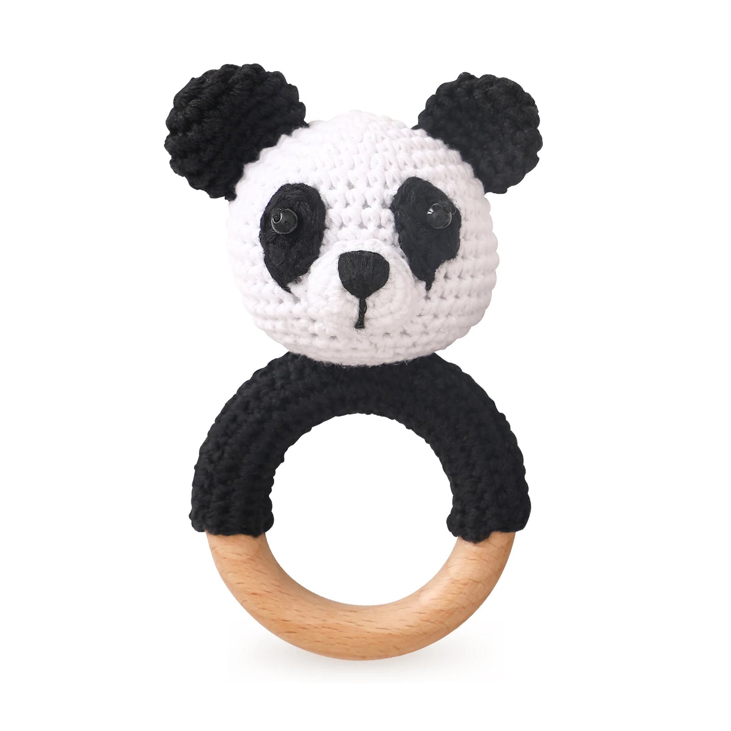 Baby Wooden Crochet Teether with Rattle