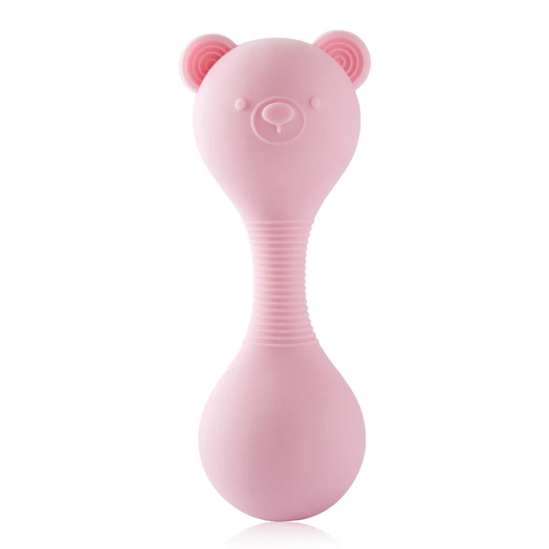 Silicone Cartoon Bear Rattle & Teether Toy for Babies