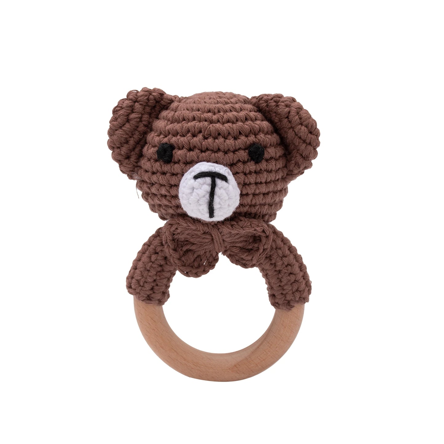 Baby Wooden Crochet Teether with Rattle