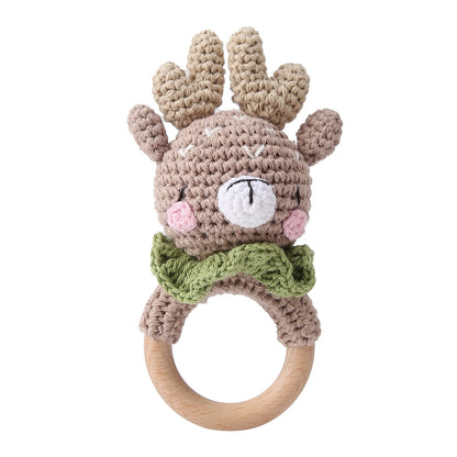 Baby Wooden Crochet Teether with Rattle