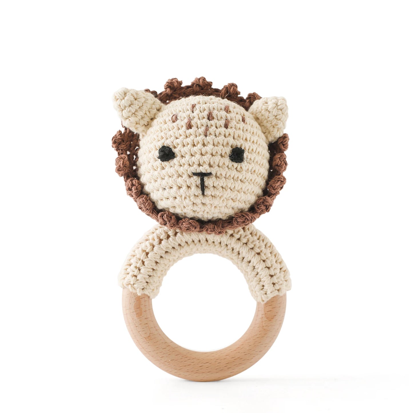 Baby Wooden Crochet Teether with Rattle