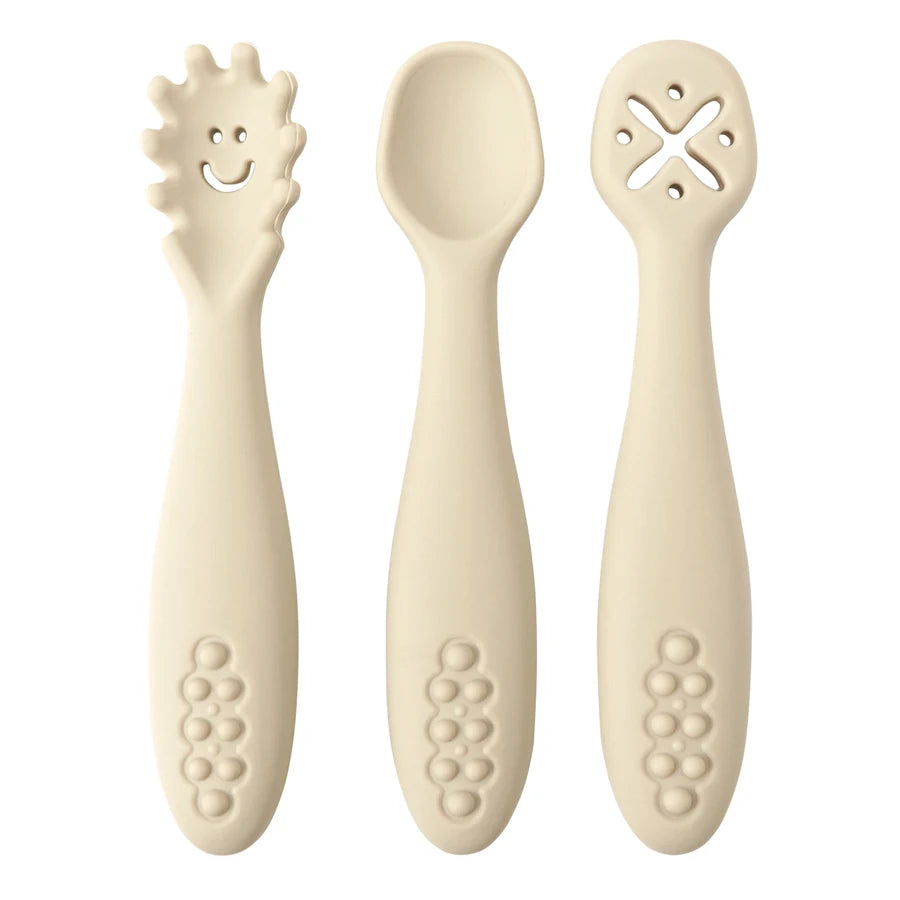 3 Pieces Cute Baby Learning Spoon & Utensil Set