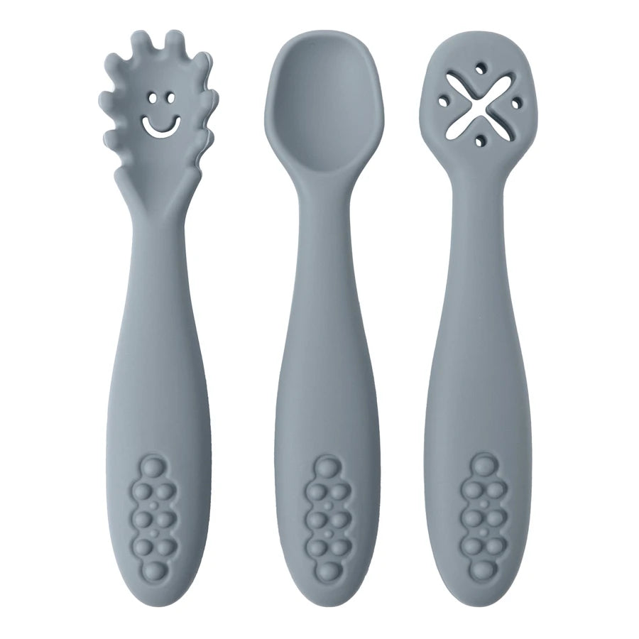 3 Pieces Cute Baby Learning Spoon & Utensil Set