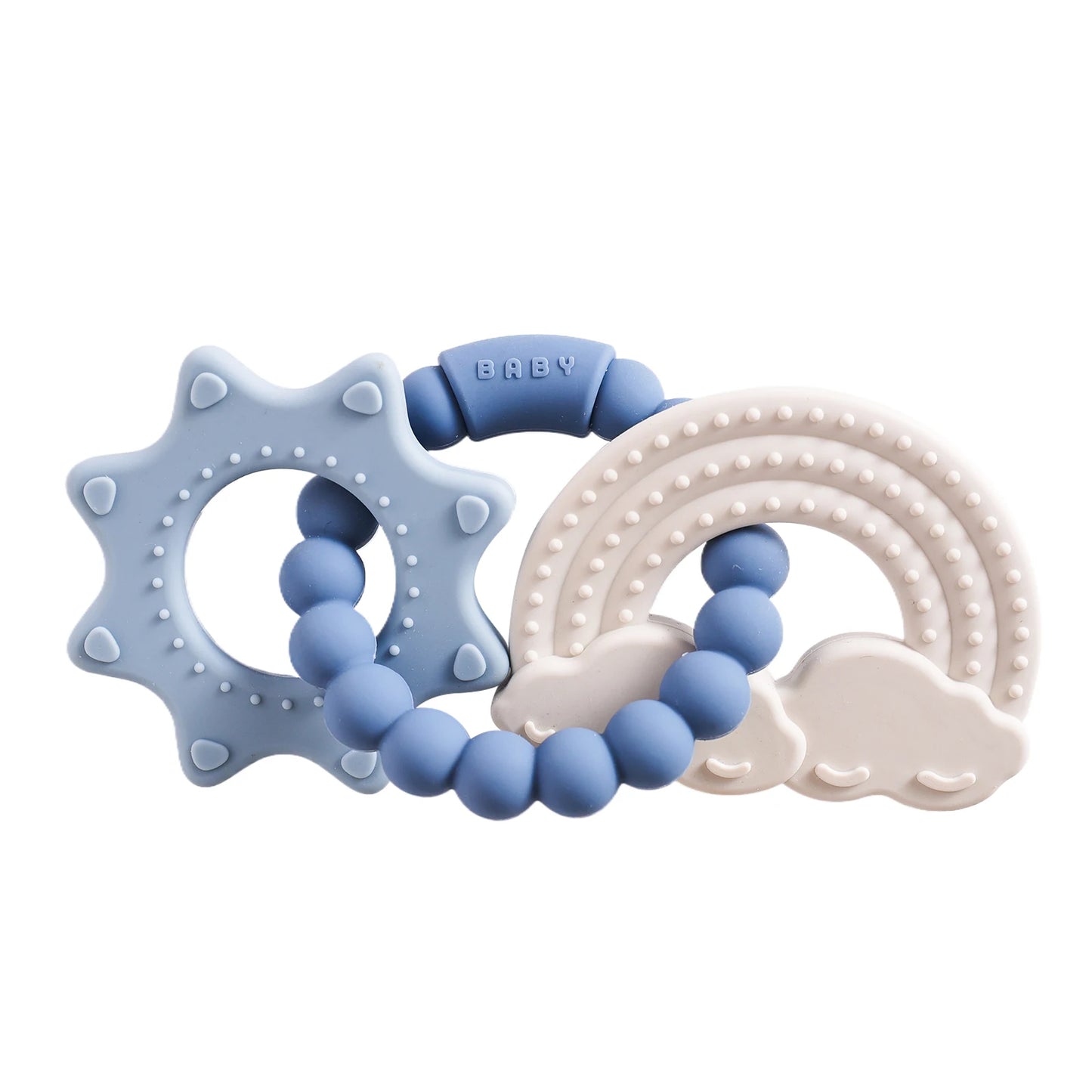 Silicone & Beech Wood Baby Space Loop Teether for Babies