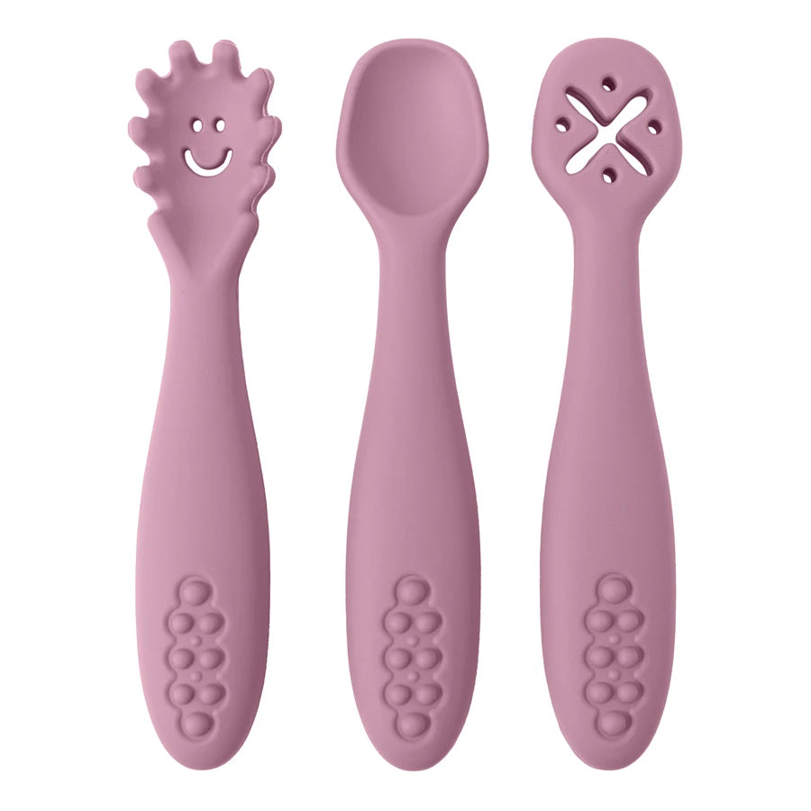 3 Pieces Cute Baby Learning Spoon & Utensil Set