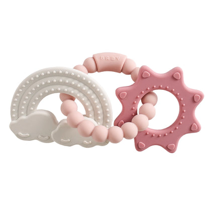 Silicone & Beech Wood Baby Space Loop Teether for Babies