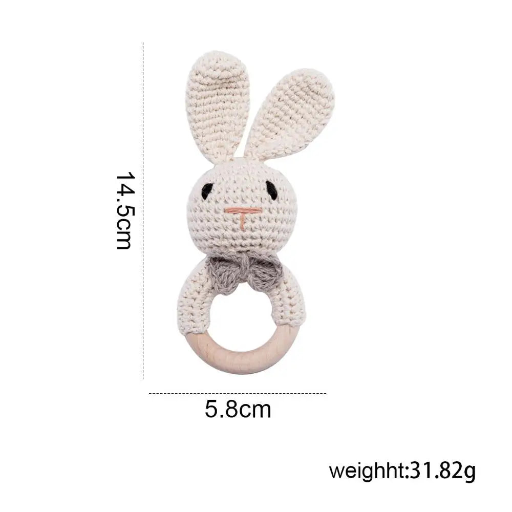 Baby Wooden Crochet Teether with Rattle