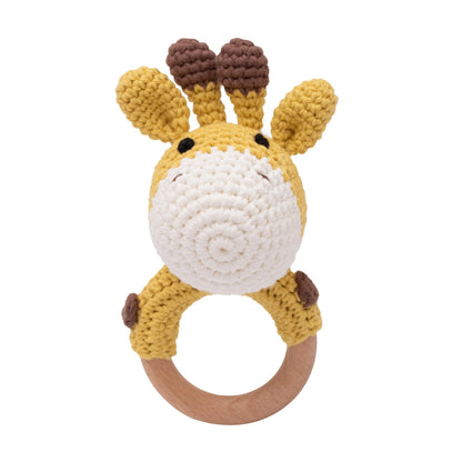 Baby Wooden Crochet Teether with Rattle